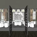 Sales Office Luxurious Interior Design With Chandeliers Round Tables And Glass Walls