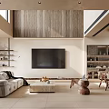Duplex Living Room With Open Space Staircase Sofa Coffee Table Pendant Light And Natural Tones