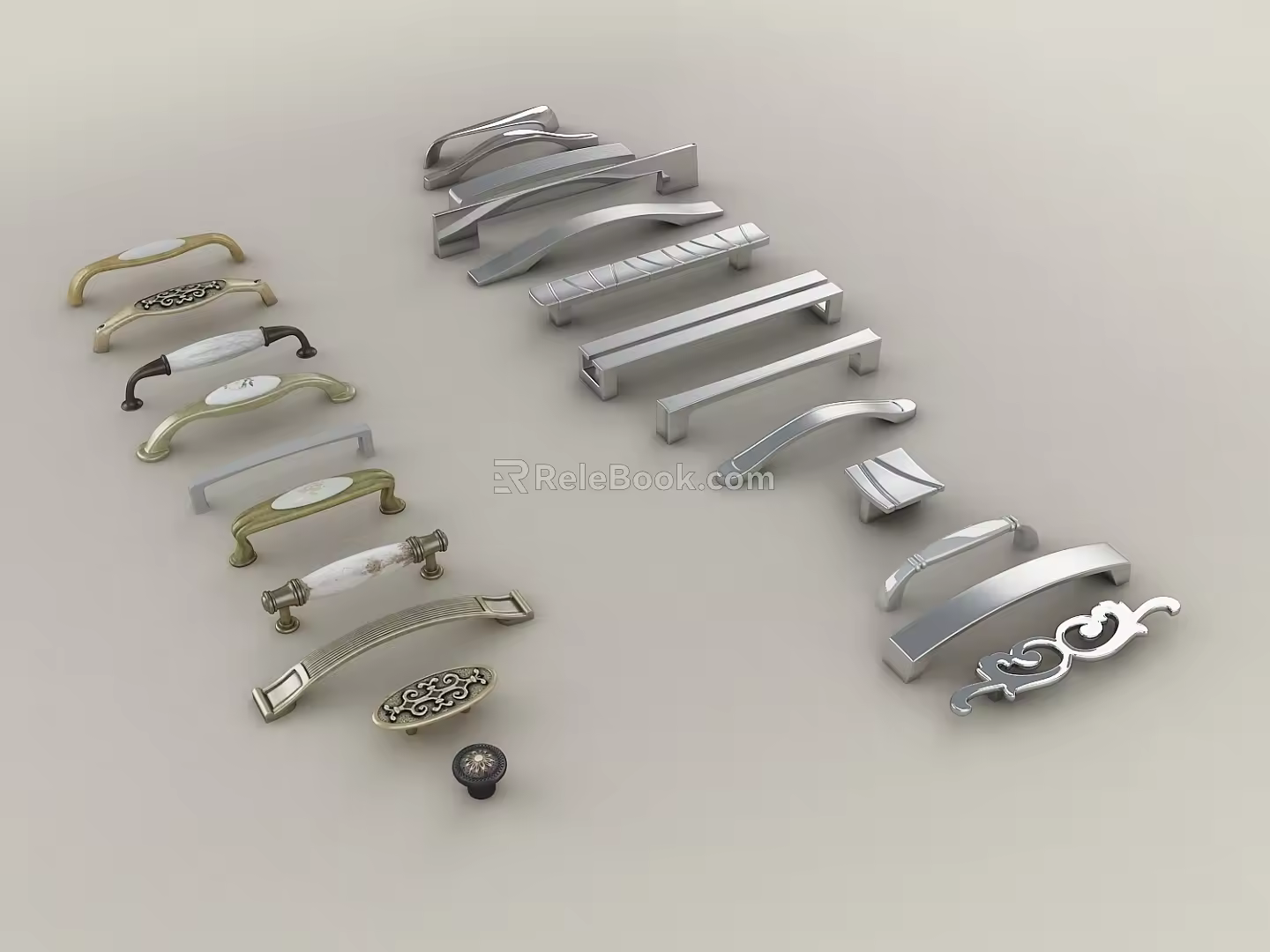 modern handle antique handle 3d model