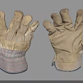 Brown Work Gloves With Worn Design Stripe Cuff And Comfortable Fit 3d model