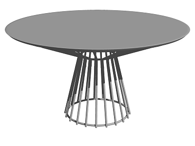 Modern Round Dining Table With Gray Tabletop And Metal Legs Design 3d model