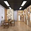 Wooden Wall Flooring Specialty Store With Tables Chairs Shoe Racks Display Shelves