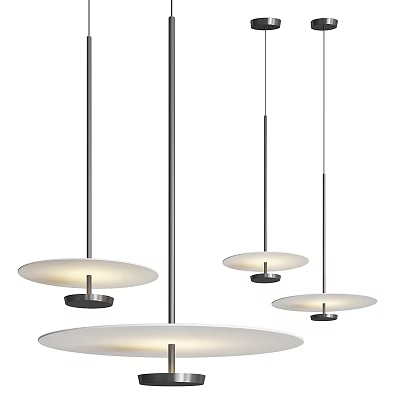 Modern Minimalist Pendant Lights With Metal Frames And Circular White Shades For Dining Area 3d model