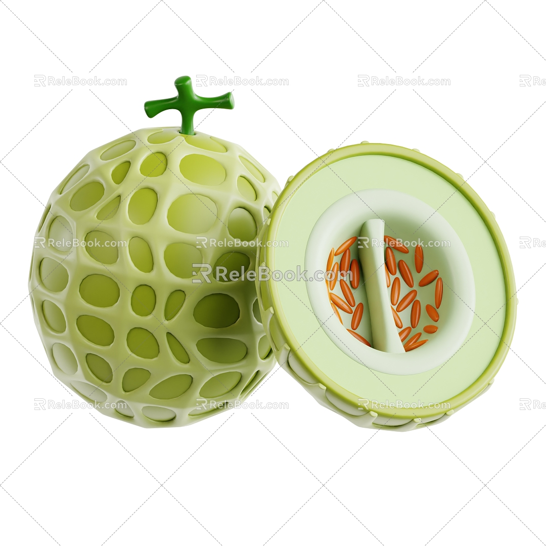 Modern Hami Melon Melon Fruit Fresh Fruit Food Cartoon Fruit 3d model