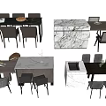Modern Minimalist Dining Table Set With Marble Tabletop And Matching Chairs 3d model
