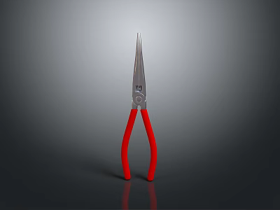 Needle Nose Pliers With Red Handles On Gray Gradient Background 3d model