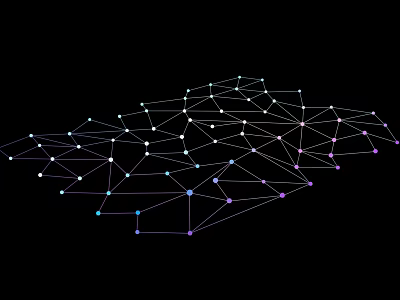 Abstract Shaped Chandelier with Geometric Lines and Purple Blue Nodes Modern Design 3d model