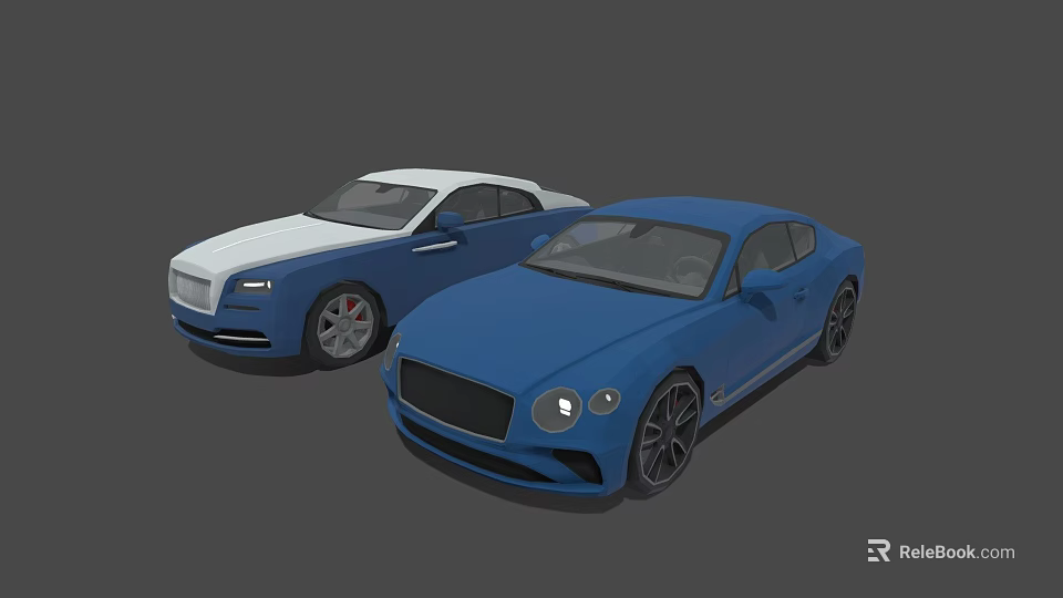 White and Blue Luxury Coupe Cars with Sleek Design and Modern Exterior 3d model 