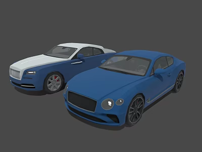 White and Blue Luxury Coupe Cars with Sleek Design and Modern Exterior 3d model