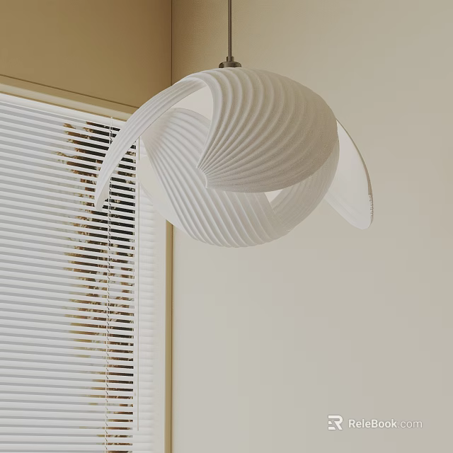 Modern White Spiral Design Pendant Light Hanging In Interior With Window Blinds 3d model 