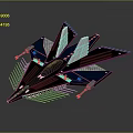 Blue Futuristic Sci-Fi Aircraft Model With Illuminated Lines And Detailed Wing Design