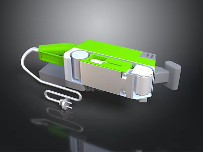 Green And Silver Electronic Appliance With Plug Cable And Modern Components 3d model