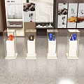 Museum Exhibition Hall With Glass Display Cases Golden Frames And White Pedestals