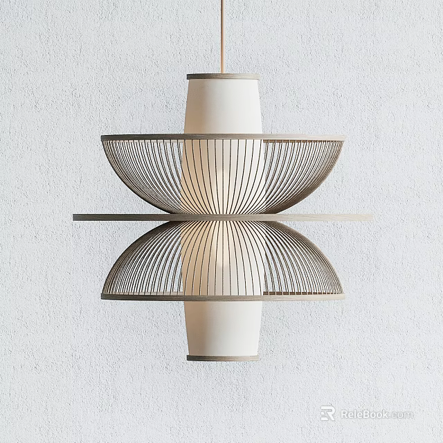Modern Chandelier With Linear Metal Frame And Double Layer Geometric Design For Interior 3d model 