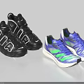 Stylish Black And Blue Laced Sneakers With RIA Lettering Green White Accents