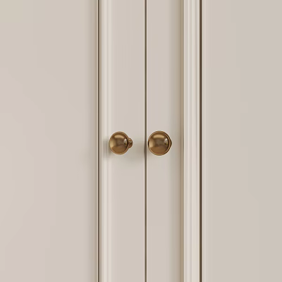 White Cabinet Doors With Golden Knobs For Modern Home Interior Design 3d model