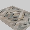 Modern Square Rug With Geometric Interlaced Lines And Neutral Gray Beige Tones