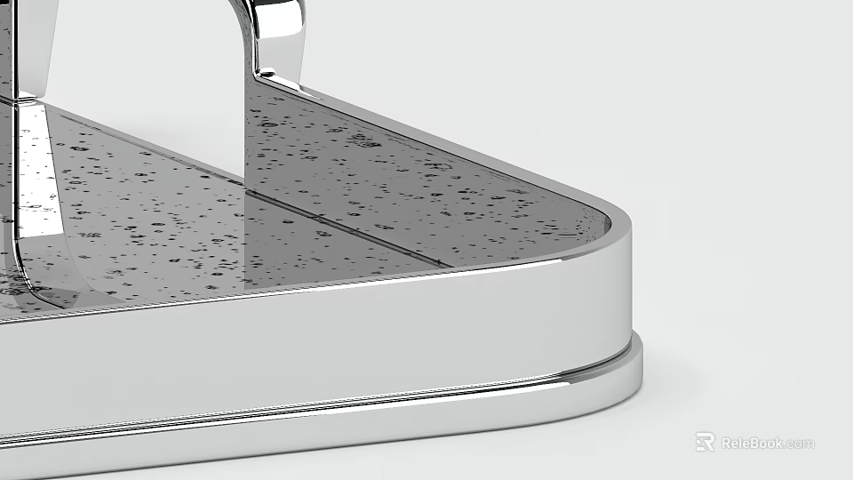 Modern Household Tray With Silver Metal Frame Gray Speckled Surface And Handle 3d model 