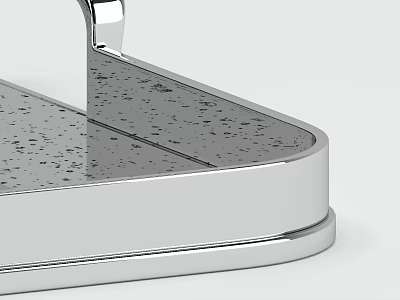 Modern Household Tray With Silver Metal Frame Gray Speckled Surface And Handle 3d model
