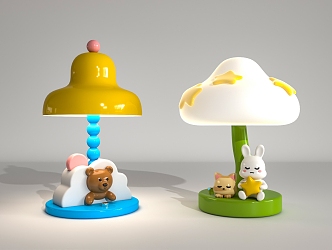 Cartoon Animal Table Lamp Rabbit Bear 3d model