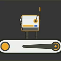 Game Movie Robot Character With White Yellow Green Design Tracked Base Lens And Antenna