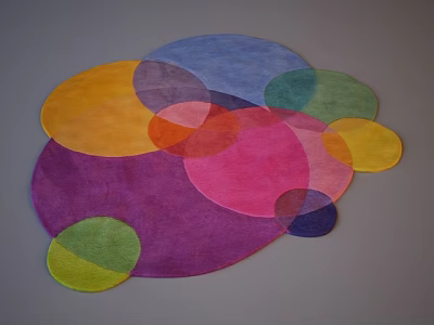 Patterned Rug with Colorful Overlapping Circles of Various Sizes Creating Vibrant Cohesive Design 3d model