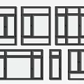 Various Modern Window Designs With Different Frame Styles And Glass Panels 3d model