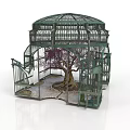 Ornate Glass Dome Greenhouse Architecture With Metal Frame And Tree Inside Design