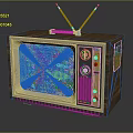 Vintage TV Shaped Fish Tank Featuring Colorful Fish And Aquatic Plants Retro Aquarium