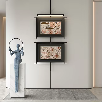 Middle Ancient Style Decorative Painting 3d model