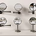 Wall Mounted and Tabletop Mirrors with Metal Stands Reflecting Interior Scenes 3d model