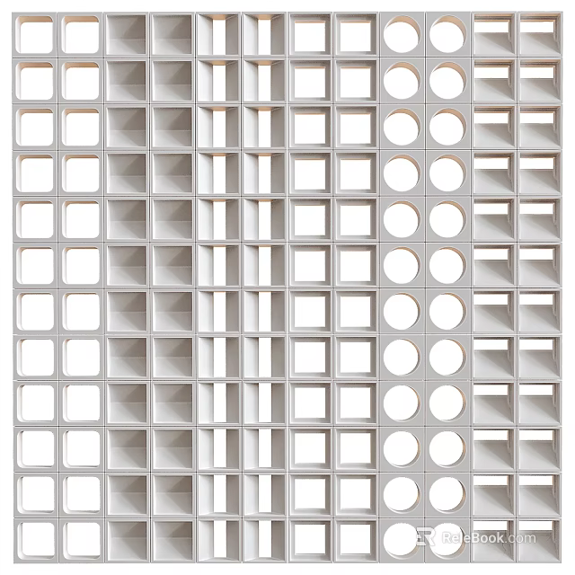 Modern Geometric Partition Design With Square And Circular Holes For Interior Decor 3d model