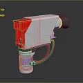 Tactical Weapon Device With Red White Gray Components Blue Cylinder Container And Black Tubes