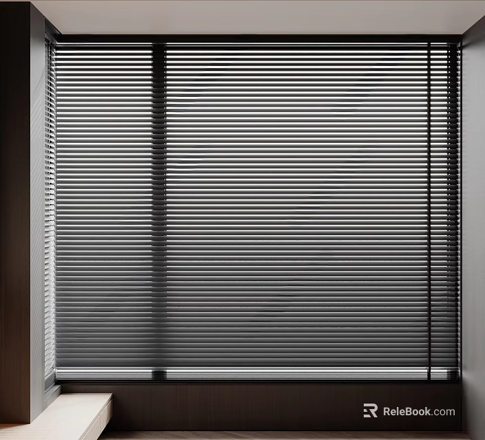 Black Venetian Blinds For Modern Window With Adjustable Light Control Design 3d model