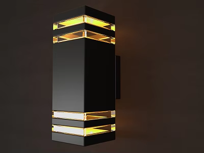 Modern Black Wall Lamp With Yellow Illuminated Layers And Sleek Design 3d model