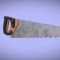 Hand Saw With Metal Serrated Blade And Wooden Black Handle