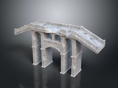Stone Arch Bridge Structure With Multiple Piers Arches And Textured Surface 3d model
