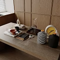 Modern Table Ornaments Combination Book Vase Dried Wine Set 3d model