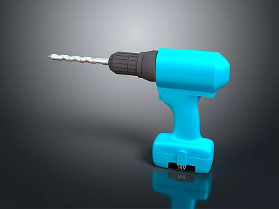 Blue Cordless Drill With Metal Drill Bit Ergonomic Handle And Battery Base 3d model
