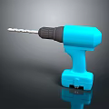 Blue Cordless Drill With Metal Drill Bit Ergonomic Handle And Battery Base