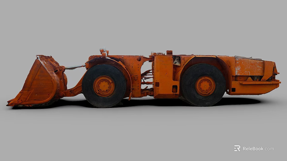 Orange Mining Utility Vehicle with Large Wheels for Heavy Duty Operations 3d model 