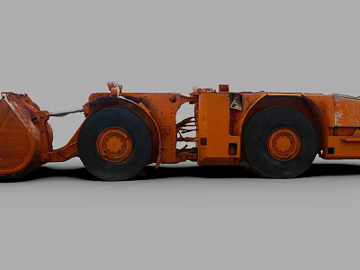 Orange Mining Utility Vehicle with Large Wheels for Heavy Duty Operations 3d model