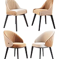 Modern Upholstered Dining Chairs With Curved Backrest Dark Legs And Beige Light Brown Hues