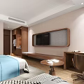 Modern Hotel Guest Room With King Size Bed Nightstands Sofa Large Window And Wooden Flooring