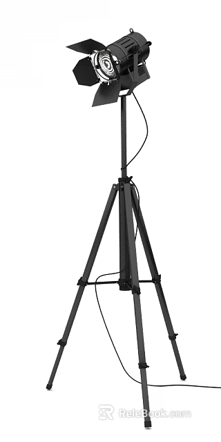 Black Industrial Floor Lamp With Tripod Base And Adjustable Barn Doors 3d model 