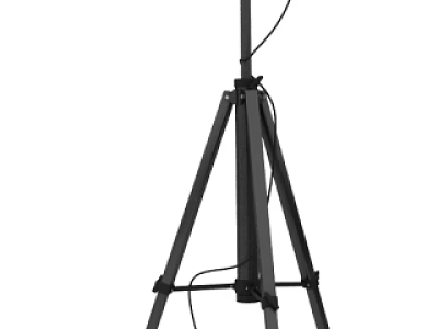 Black Industrial Floor Lamp With Tripod Base And Adjustable Barn Doors 3d model