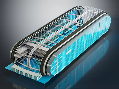 Modern Indoor Swimming Pool Building Featuring Glass Curtain Walls And Transparent Roof 3d model