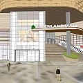 Greenland Mall Commercial Complex With Glass Facade Entrance Stairs And Greenery