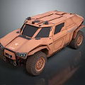 Brown Armored Offroad Functional Vehicle With Large Tires And Lights