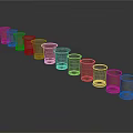 Public Facilities Display With Colorful Glass Cups In Various Materials Arranged Neatly